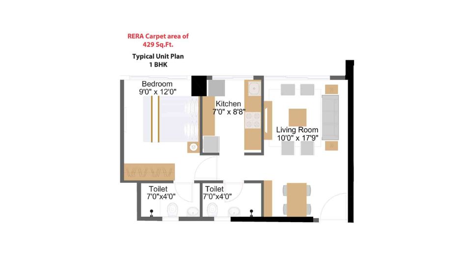 Naman-Premier-Floor-Plan-1-BHK-429-Sqft