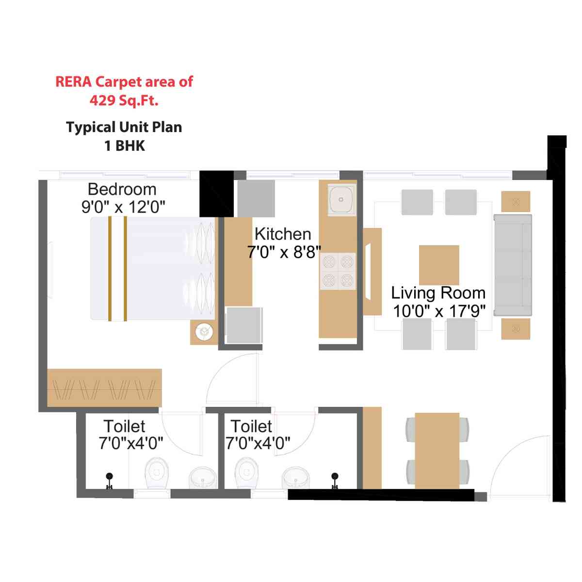 Naman-Premier-Floor-Plan-1-BHK-429-Sqft
