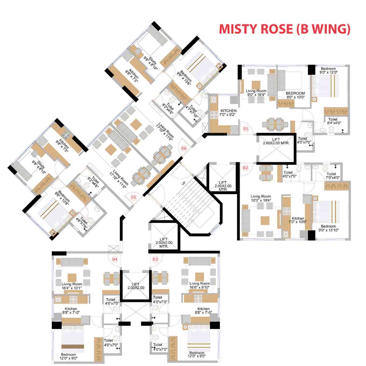 Naman-Premier-Floor-Plan-Misty-Rose-B-Wing